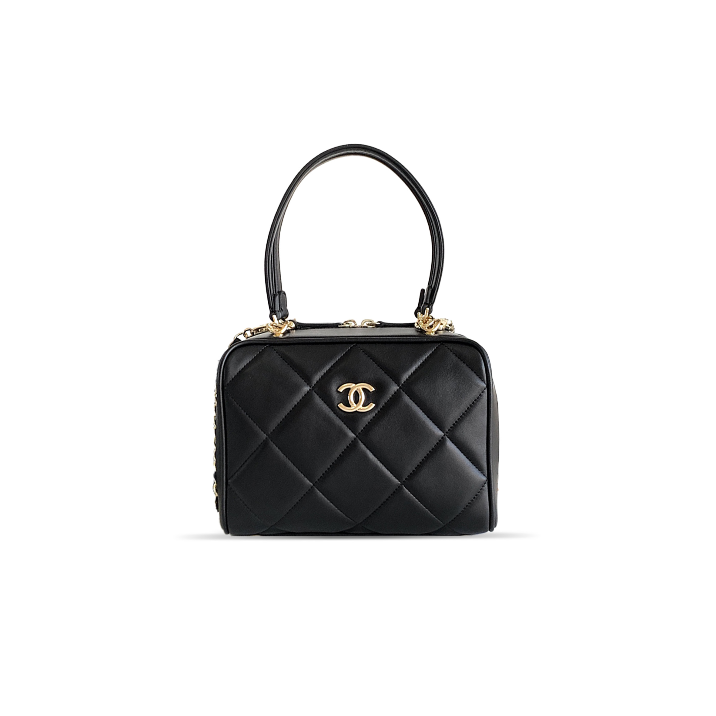 Ch**el leather matelasse bowling bag lambskin (21*15*12cm)